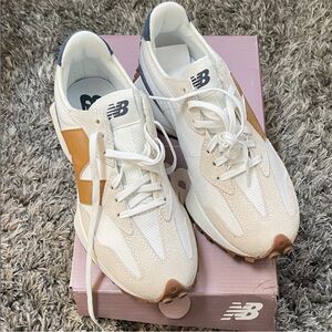 New Balance 327 Cream and Brown Sneakers
